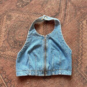 Denim Bongo Zipper Halter Vintage